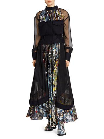 Sacai Pollock-print Bustier Maxi Dress