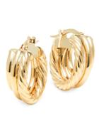Saks Fifth Avenue Made In Italy 14k Yellow Gold Three-row Hoop Earrings