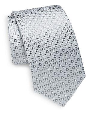 Saks Fifth Avenue Made In Italy Square Pattern Silk Tie