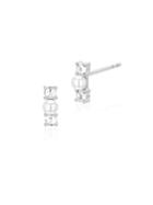 Ef Collection Diamond And 14k White Gold Bar Stud Earrings