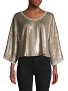 Free People Sequined Dropped-shoulder Top