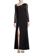 Laundry By Shelli Segal Platinum Beaded Asymmetrical Gown