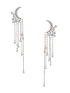Eye Candy La Rhodium-plated & Crystal Double-crescent Dangle Drop Earrings