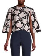 Valentino Floral Cape-sleeve Shirt