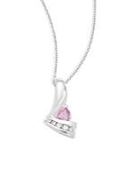 Effy 14k White Gold Diamond & Pink Sapphire Pendant Necklace
