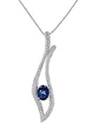 Effy 14k White Gold Sapphire And Diamond Pendant Necklace