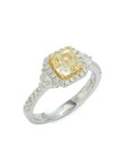 Effy 18k Two-tone Gold & White & Yellow Diamond Solitaire Ring
