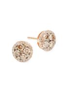 Effy 14k Rose Gold White & Brown Diamond Stud Earrings