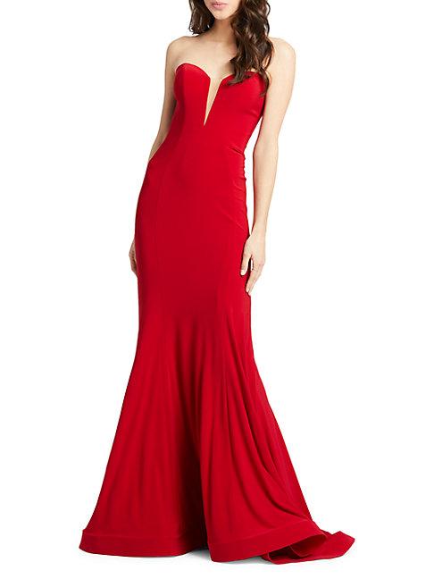 Mac Duggal Plunging Strapless Trumpet Gown