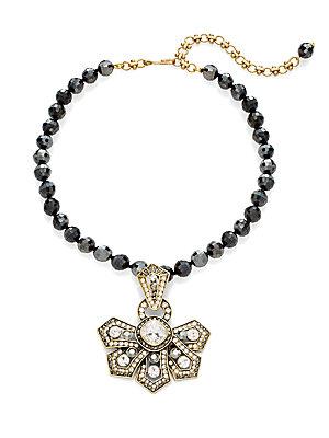 Heidi Daus Beaded Crystal Flower Pendant Necklace