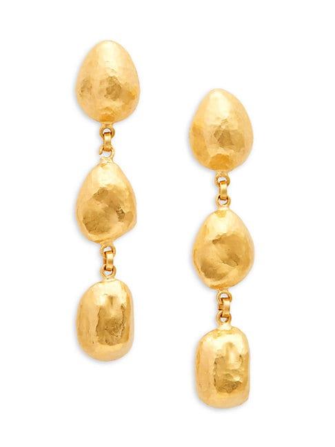 Gurhan Spell 24k & 22k Yellow Gold Triple Drop Earrings