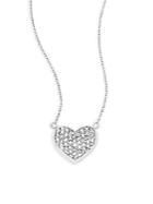 Effy Diamond & 14k White Gold Heart Pendant Necklace