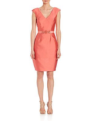 Pamella, Pamella Roland Belted Cap-sleeve Dress