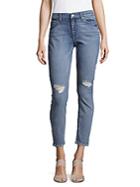 7 For All Mankind Cotton-blend Distressed Ankle Jeans