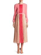 Agnona Silk Colorblock Dress