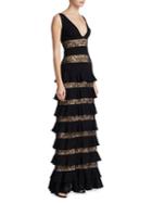 Theia Lace Tiered Gown