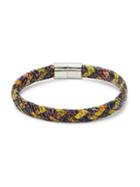 Thompson Of London Stainless Steel & Printed Leather Bracelet