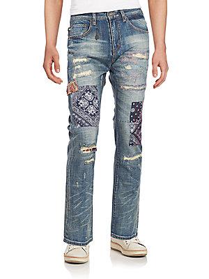 Mostly Heard Rarely Seen Paisley Stitched Jeans