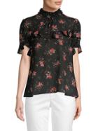 Laundry By Shelli Segal Floral-print Ruffle Top