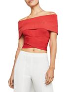 Bcbgmaxazria Ribbed Off-the-shoulder Cropped Top