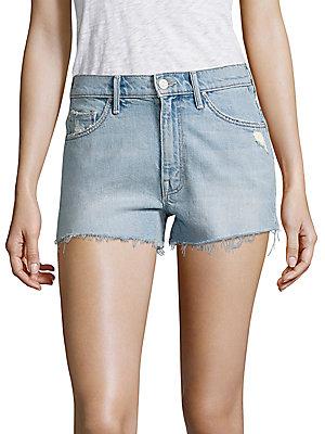 Mother Super Zip High-rise Cut-off Denim Shorts