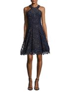 Marchesa Fit-&-flare Scalloped Lace Dress