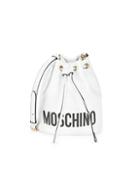 Moschino Logo Leather Drawstring Bucket Bag