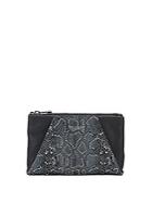 Halston Heritage Snake-embossed & Pebbled Leather Clutch