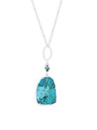 Alanna Bess Turquoise And Sterling Silver Pendant Necklace