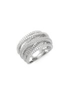 Sterling Forever Crystal & Sterling Silver Curved Ring