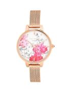 Ted Baker London Floral Face & Stainless Steel Mesh Strap Watch