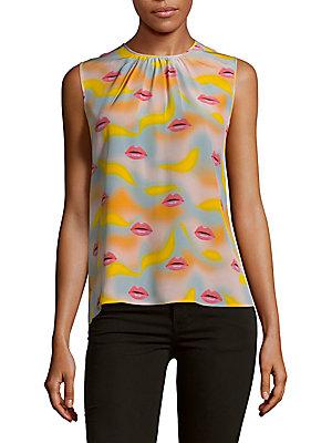 Prada Printed Sleeveless Silk Top