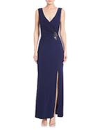 Laundry By Shelli Segal Embellished Wrap Gown