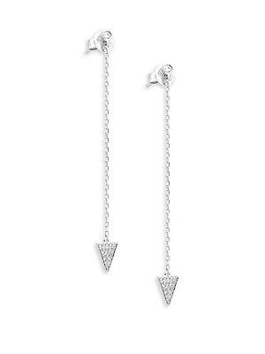Casa Reale Chain Triangle Diamond And 14k White Gold Ear Duster Earrings
