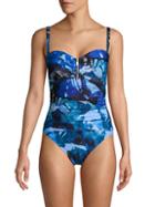 Dkny 1-piece Abstract Floral Swimsuit