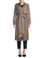 Erdem Floral Embroidered Wool Trench Coat