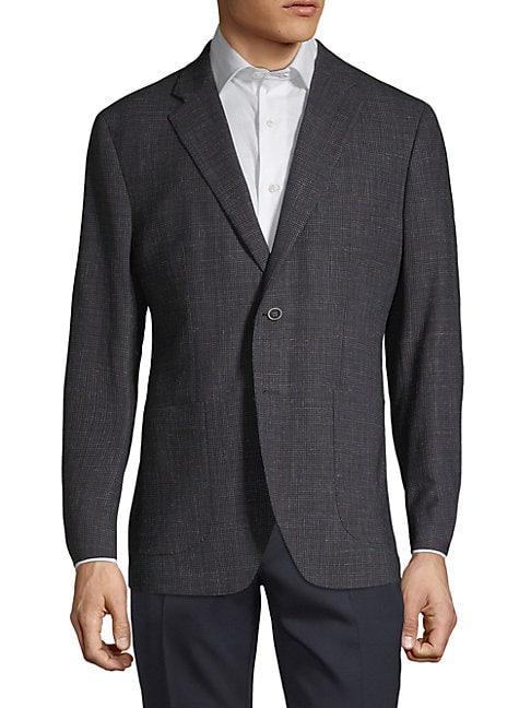 Saks Fifth Avenue Made In Italy Textured Wool & Linen Blend Blazer