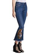 Peserico Tiger Embroidery Skinny Kick Flare Jeans