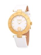 Versus Versace New Logo Stainless Steel And Leather-strap Watch
