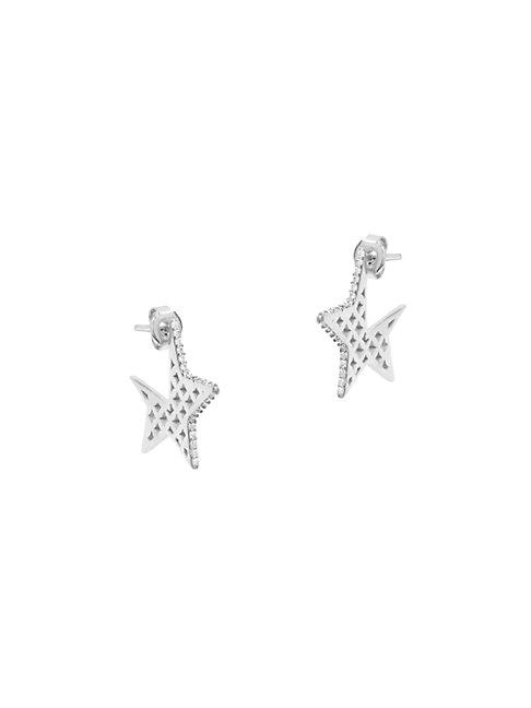 Gabi Rielle Sterling Silver & White Crystal Cutout Star Drop Earrings