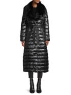 Karl Lagerfeld Paris Faux Fur-trim Wrap Puffer Coat