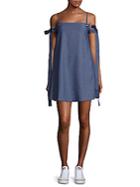 Lucca Couture Chambray Cold-shoulder Dress