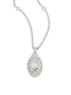 Effy Diamond & 14k White Gold Oval Pendant Necklace