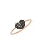 Suzanne Kalan 14k Rose Gold & Black Diamonds Heart Ring
