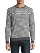 Cashmere Saks Fifth Avenue Striped Crewneck Sweater