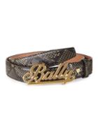 Bally Swoosh Logo Snakeskin-embossed Leather Belt