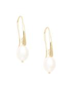 Saks Fifth Avenue 14k Gold 8mm White Oval Freshwater Pearl Drop Earrings