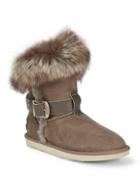 Australia Luxe Collective Tsar Short Dyed Shearling & Natural Fox Fur Trim Boots