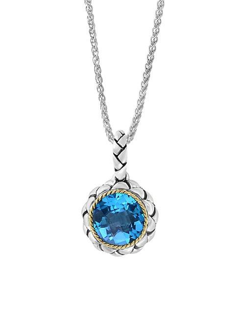 Effy Sterling Silver Blue Topaz Pendant Necklace