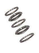 Freida Rothman Crystal And Sterling Silver Beaded Stackable Rings